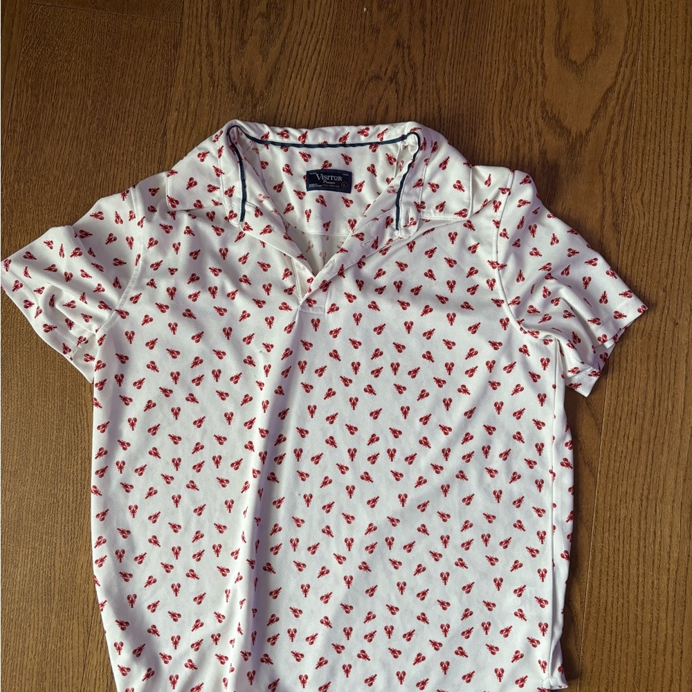 Mark White Shirt with Red Lobster Pattern